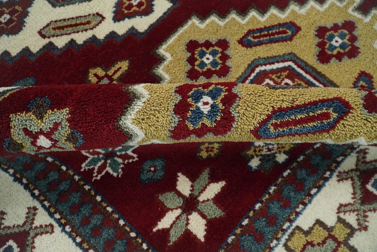 6x9 Hand Knotted Antique Kazak Red and Ivory Traditional Tribal Armenian Rug | KZA14