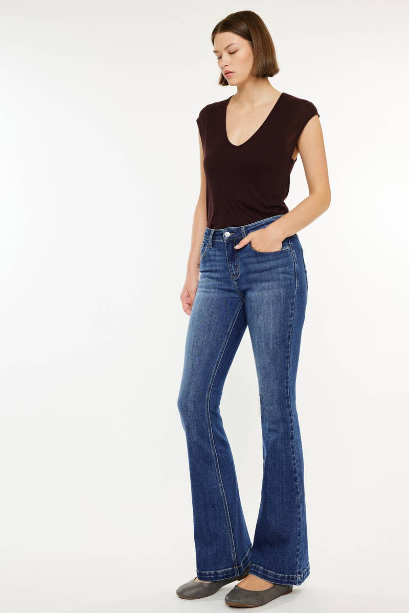 Kan Can USA - PETITE OPEN PACK  MID RISE FLARE JEANS-KC20041M-PT