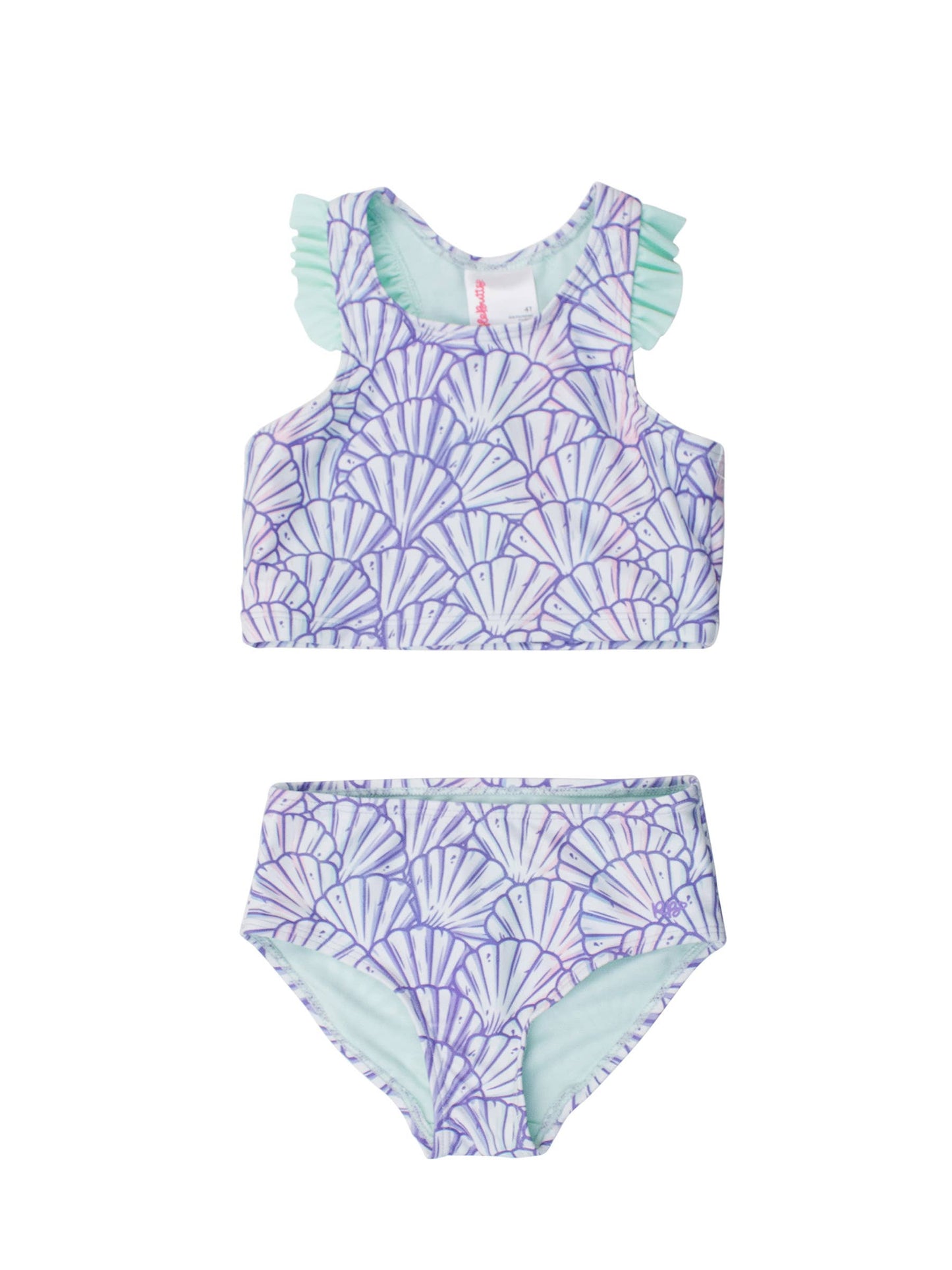 RuffleButts + RuggedButts - Girls Magical Mermaid Racerback Flutter Tankini 2-Piece Swimsuit