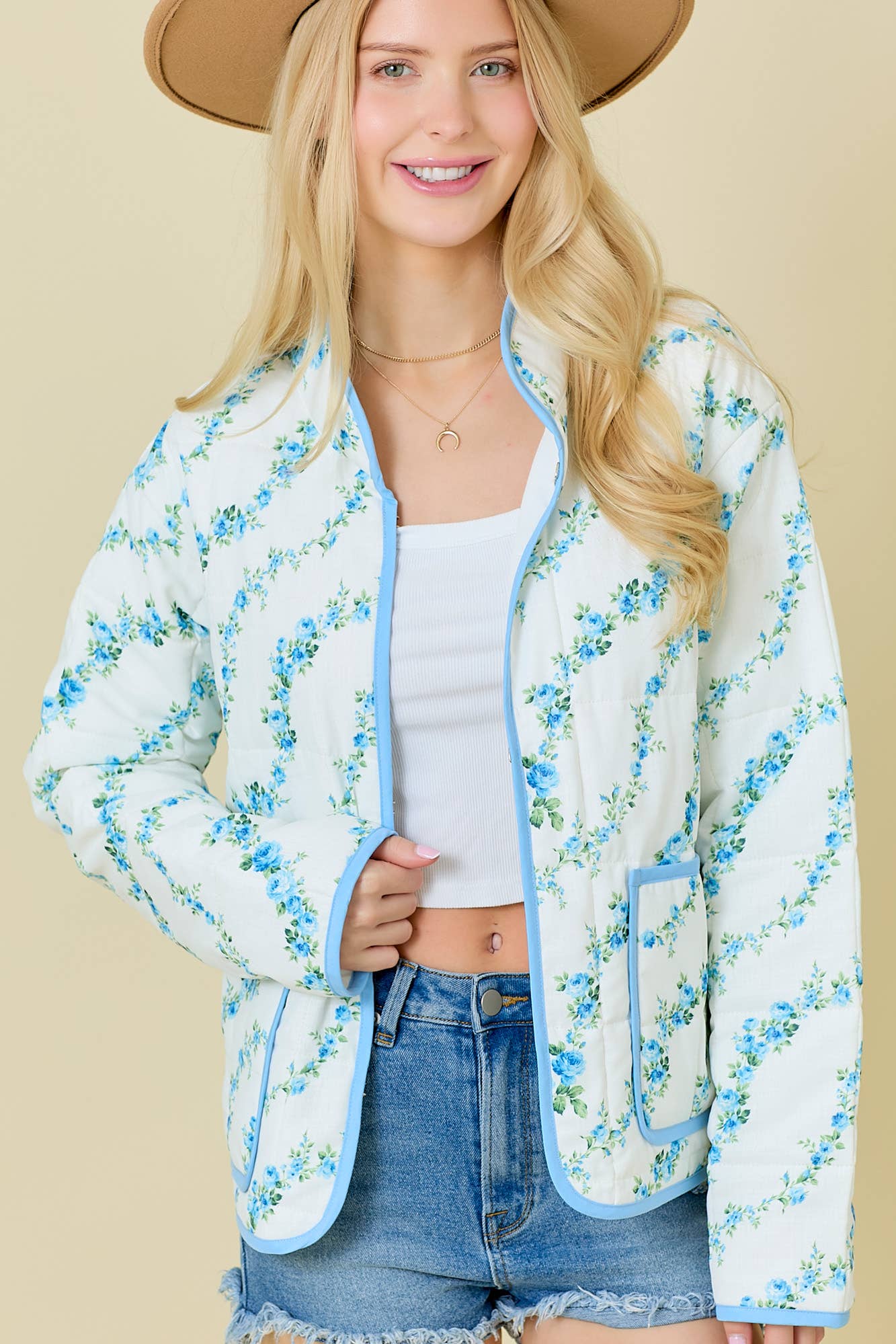 Main Strip - Floral Printed Quilted Jacket