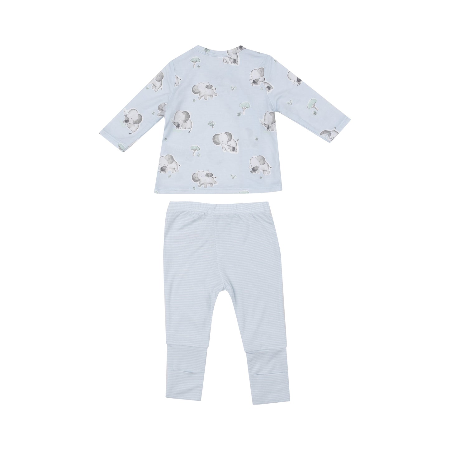 Tmh Set With Roll Over Cuff Pant - Gray Elephants - Blue