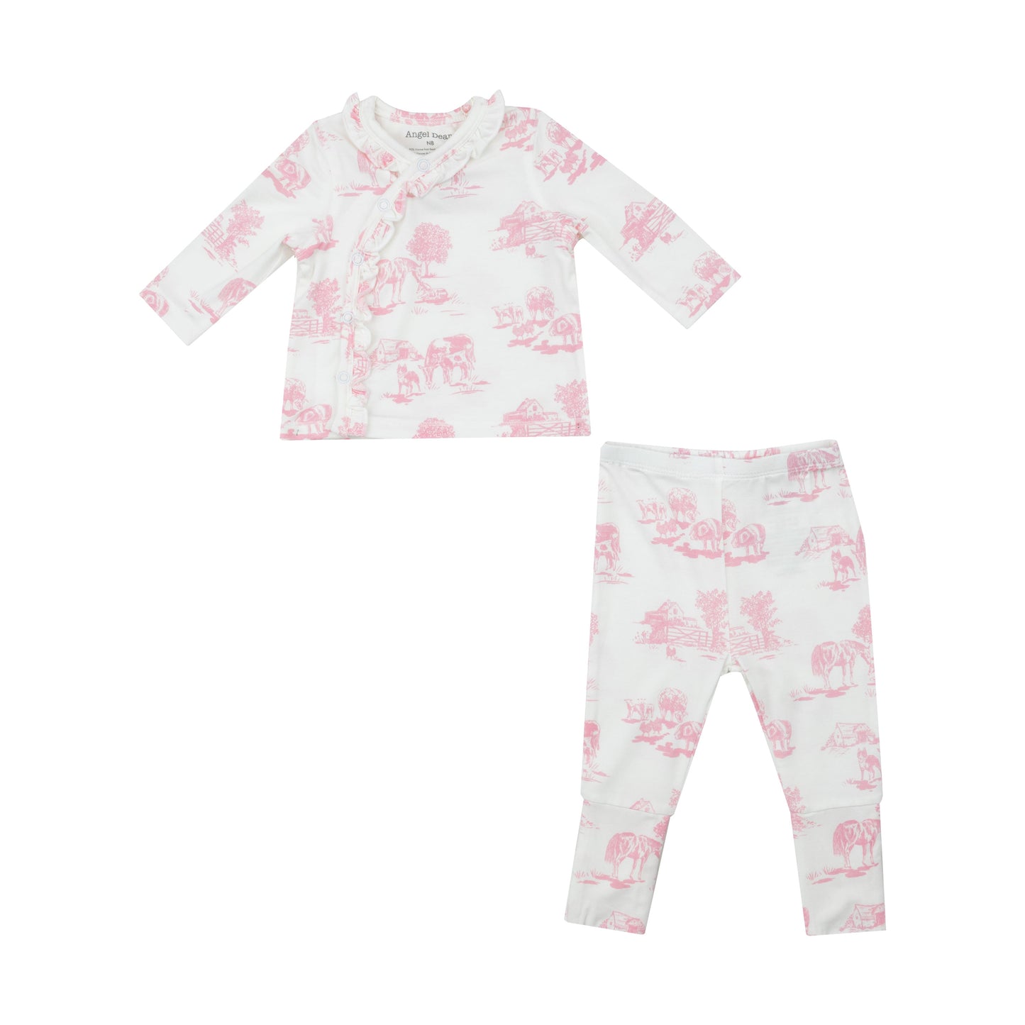 Tmh Set With Roll Over Cuff Pant - Farm Toile Pink