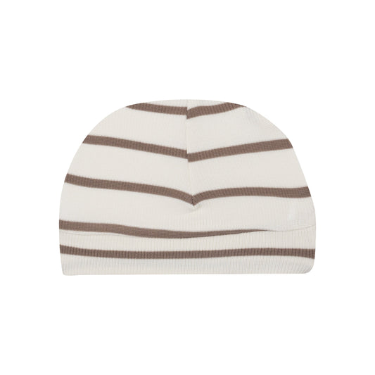 Beanie Hat - Brown Rib Stripe