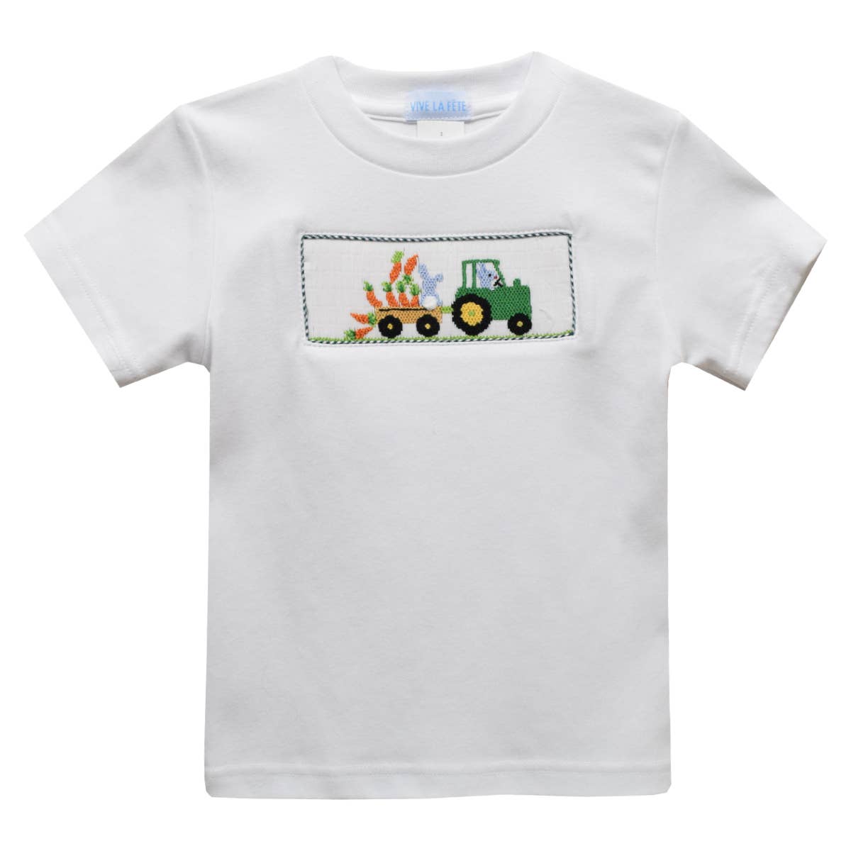 Vive La Fete - Rabbit & Tractor Smocked Knit Short Sleeve Boys T-Shirt