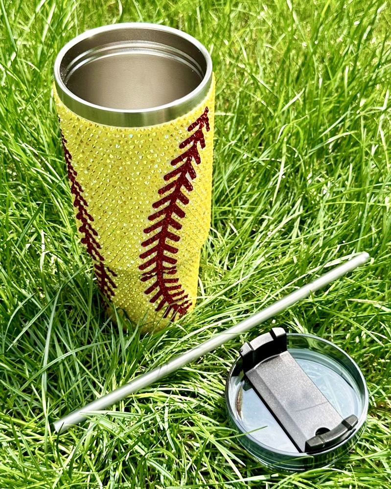 Pre-Order: 20 Oz. Crystal SOFTBALL "Blinged Out" Tumbler (Ships Approx. 6/15)