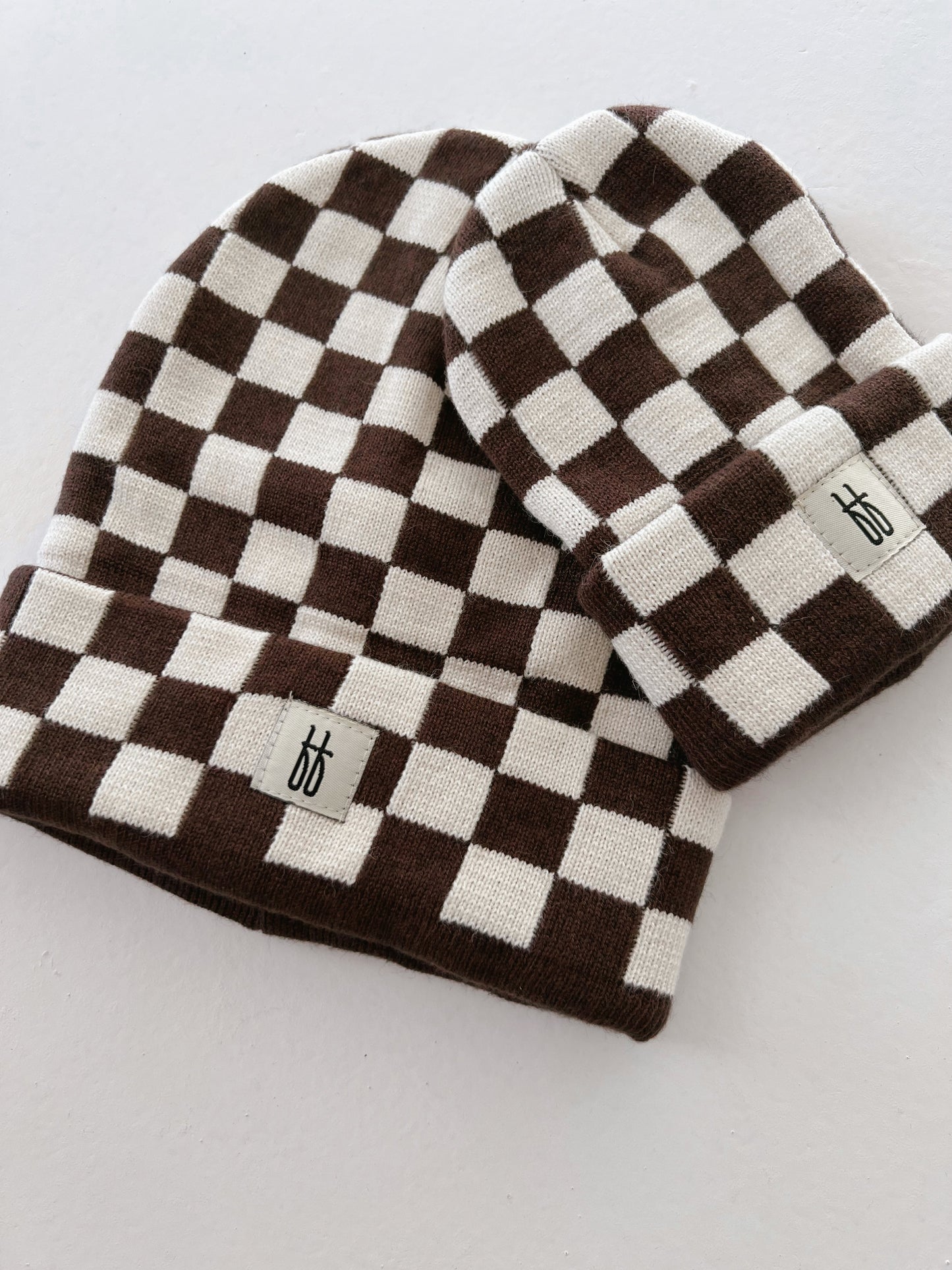 Coffee & Cream Checkerboard | Beanie