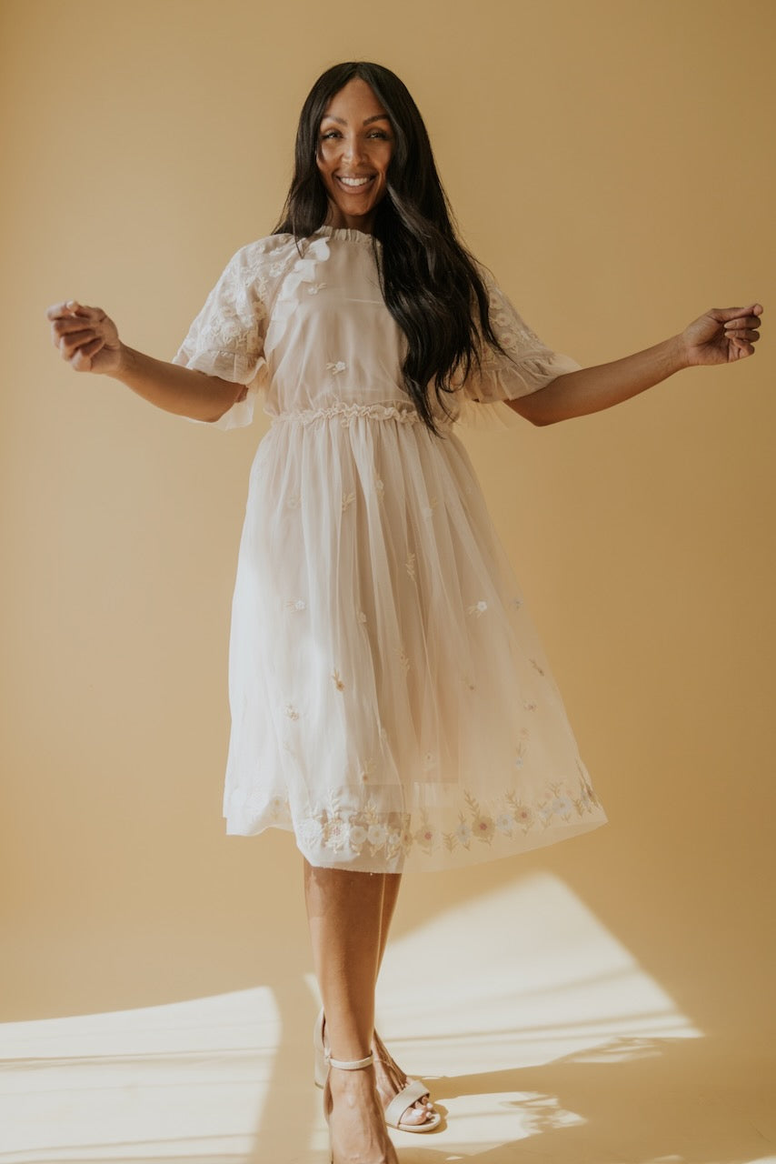 SALT Rosalind Embroidered Tulle Dress