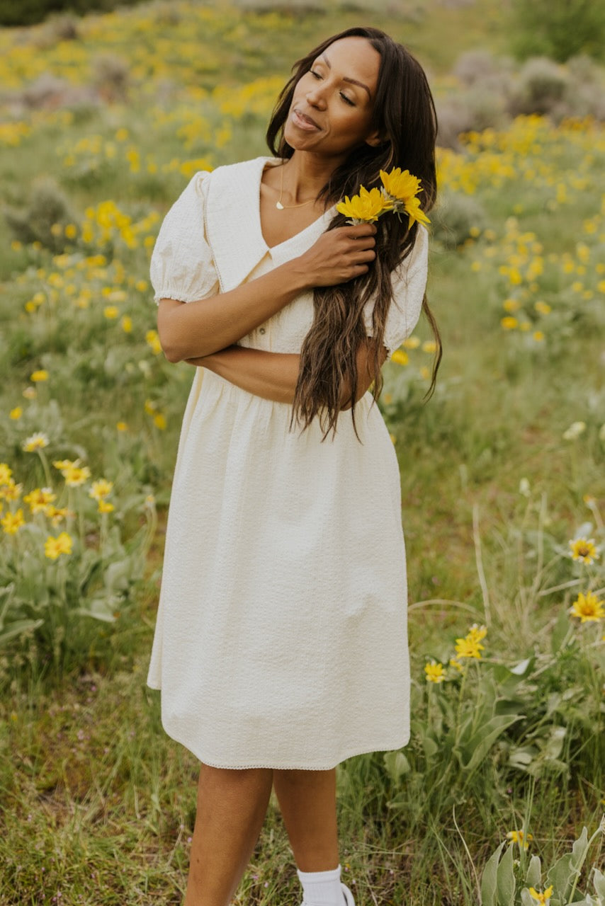 SALT Almaden Textured Puff Sleeve Dress