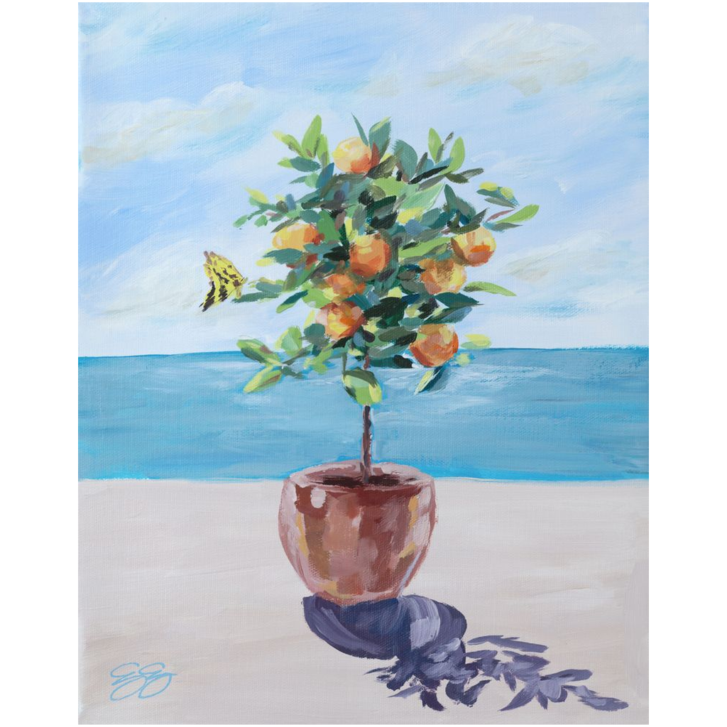 Orange Topiary, a fine art print on canvas