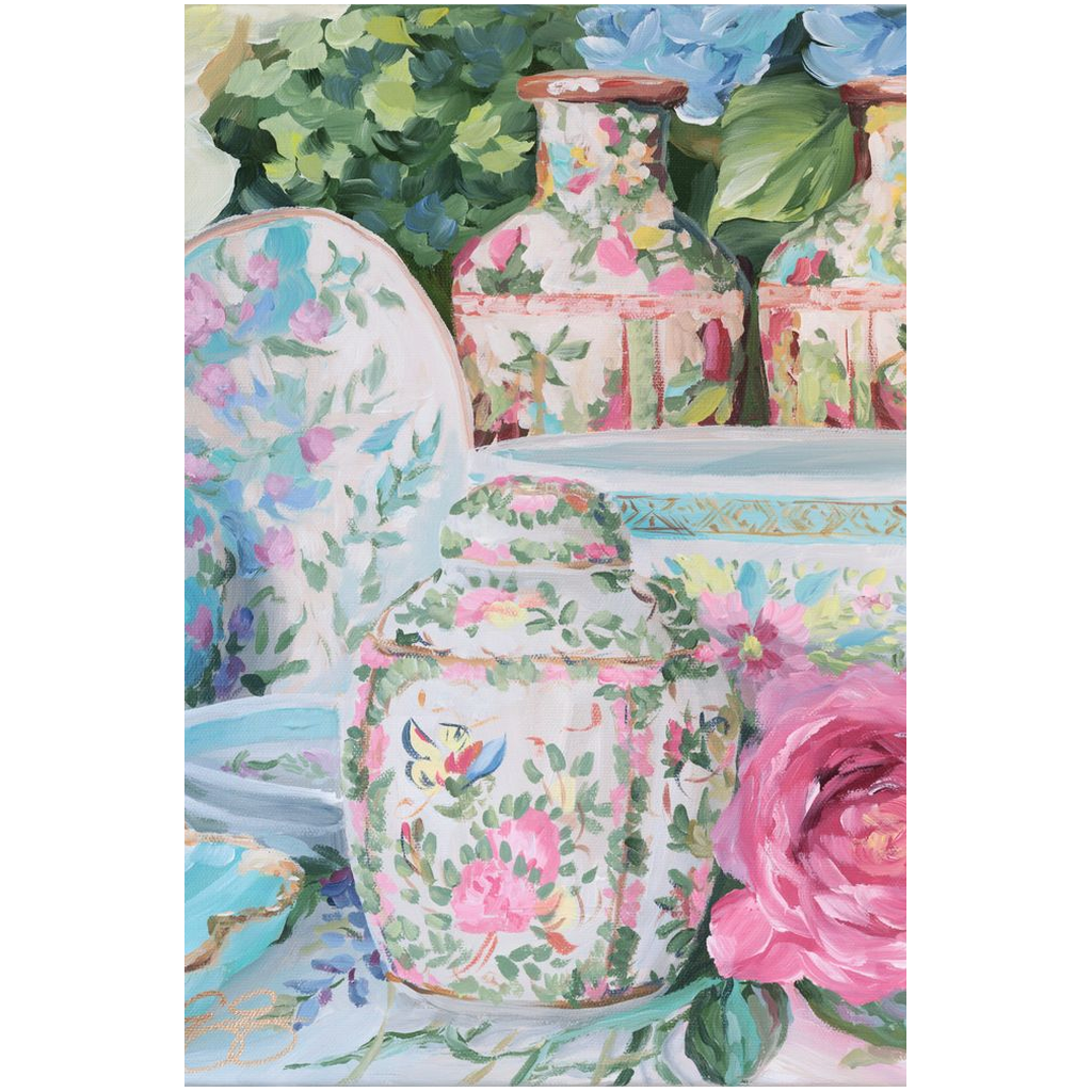 Rose Canton Ginger Jar, a fine art print on canvas