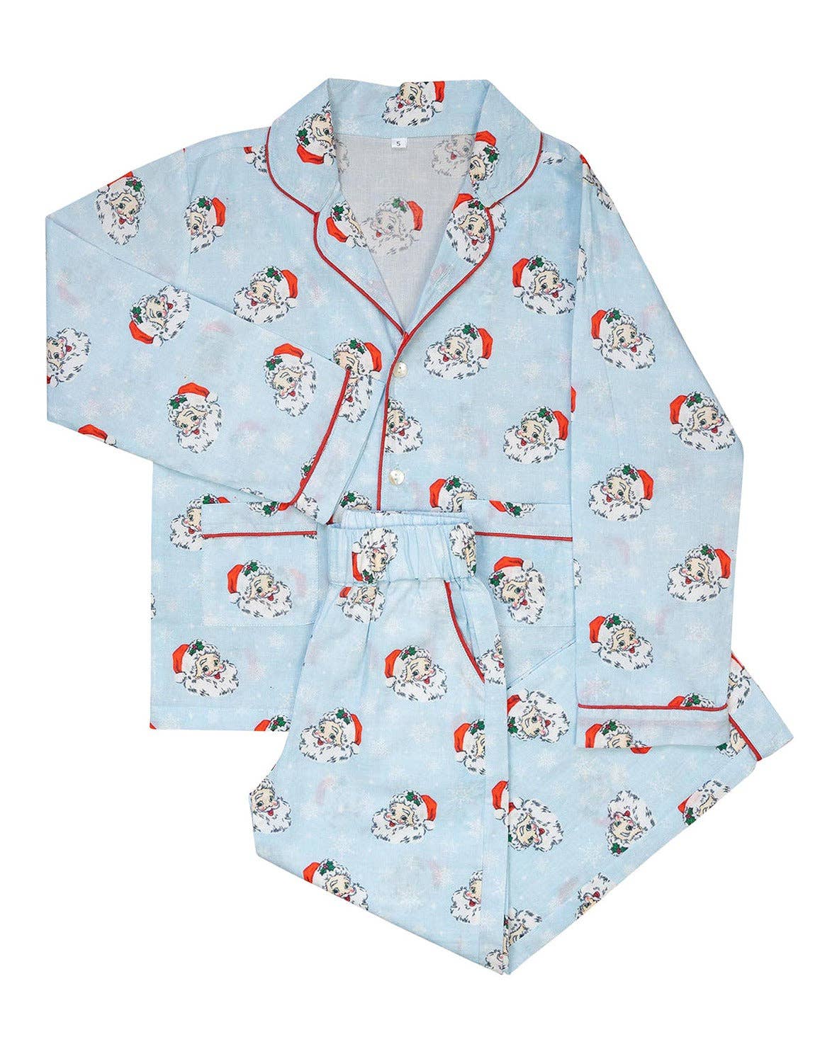 Smockingbird - Vintage Santa Pajama Set in Blue