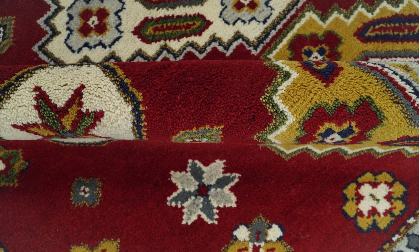 7x7 Sqaure Hand Knotted traditional Kazak Rust and Ivory Traditional Armenian Rug | KZA20