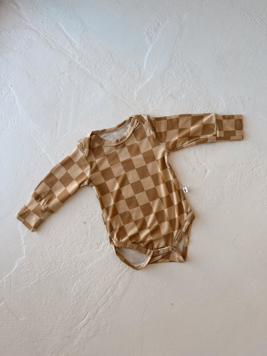 Boho Checker | Bamboo Long Sleeve Snap Suit