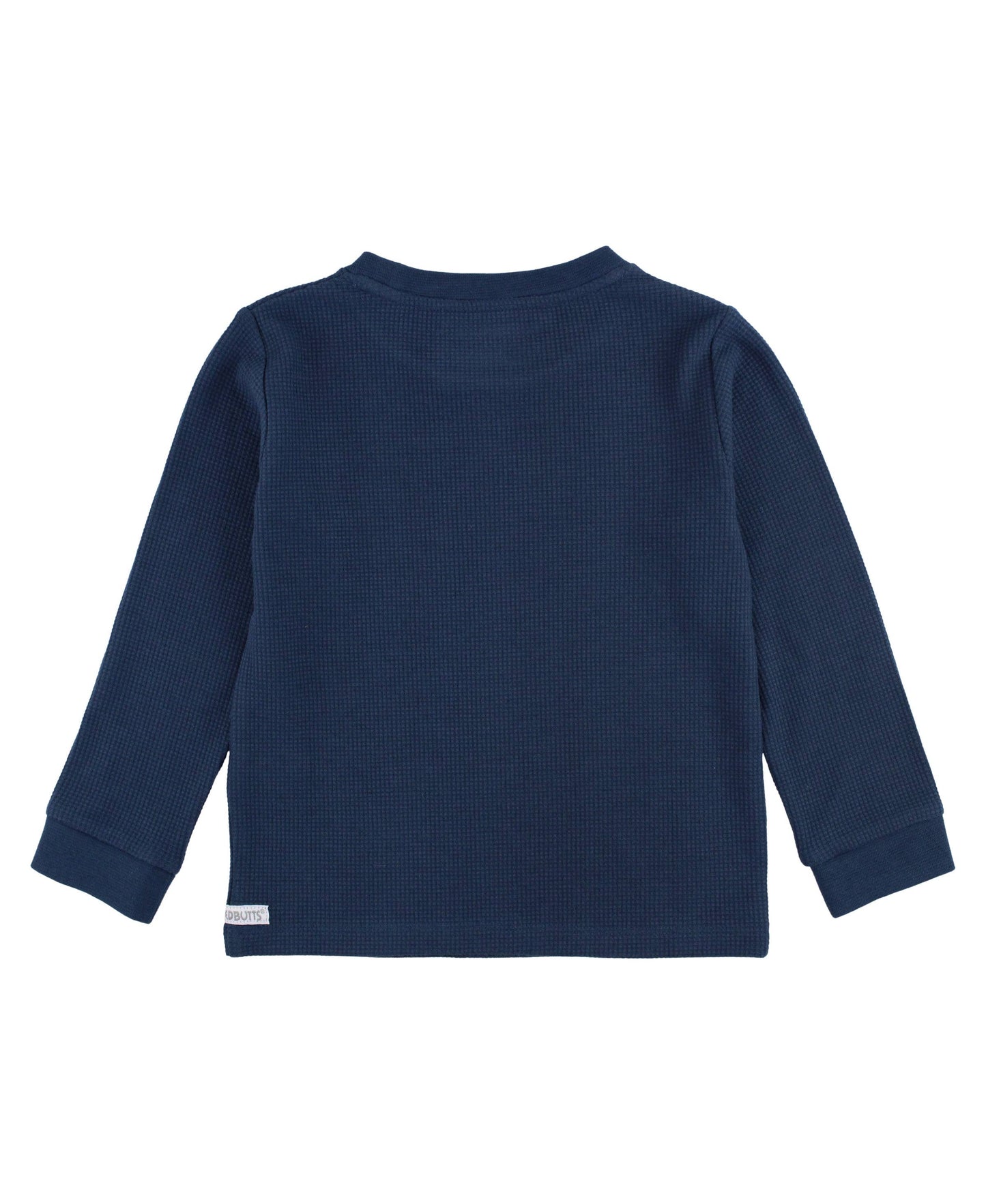 RuffleButts + RuggedButts - Boys Dark Navy Waffle Knit Long Sleeve Crew Neck Shirt