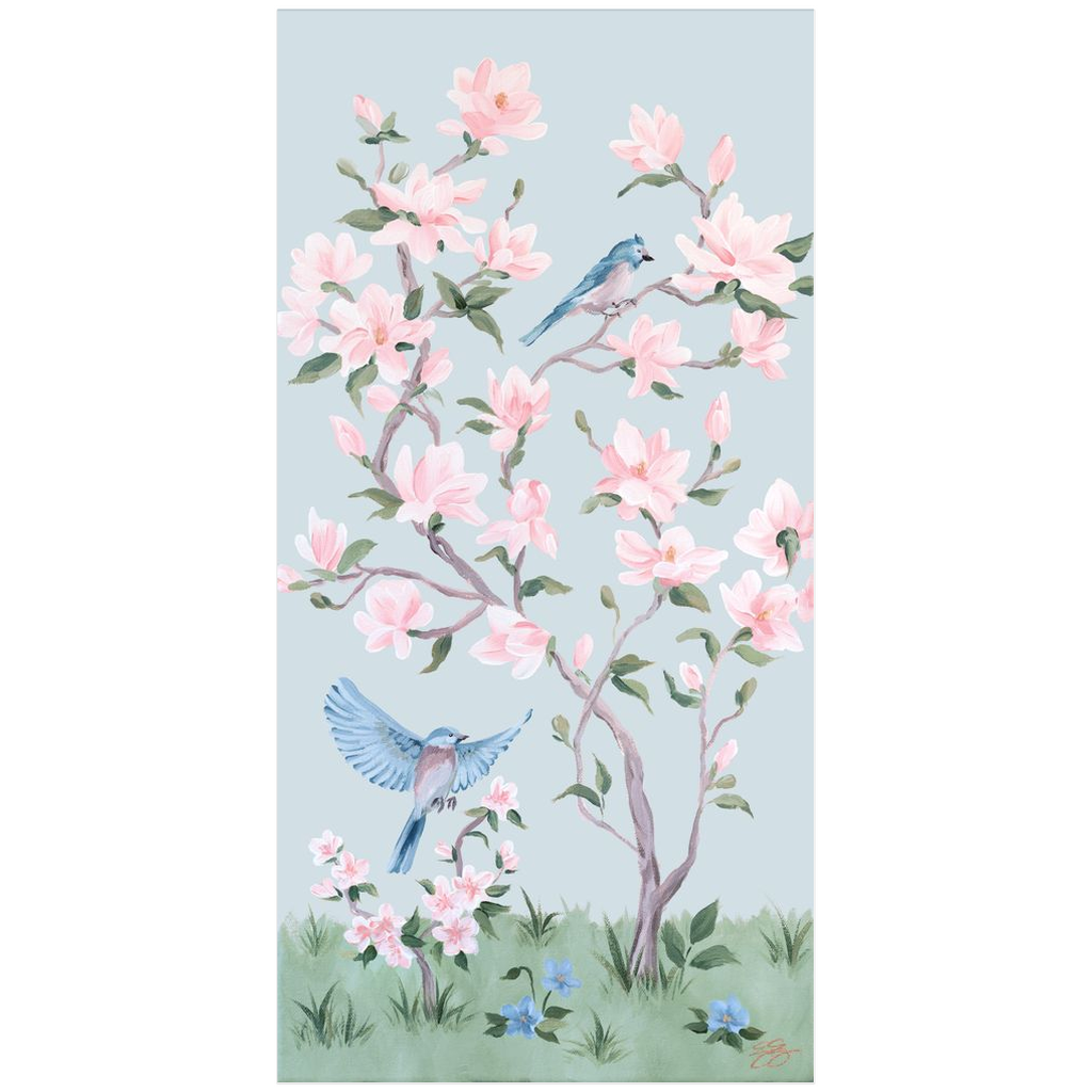 May, a blue chinoiserie fine art print on paper