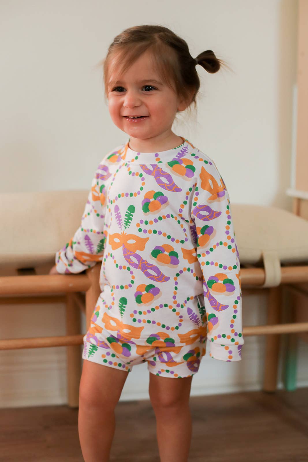 Southern Slumber - Mardi Gras Bamboo Sweatshirt Set - Top & Bottom