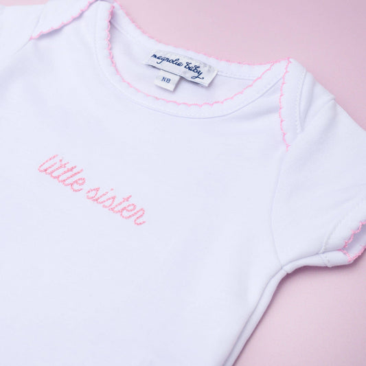 Magnolia Baby - Little Sister Embroidered Short Sleeve Bodysuit