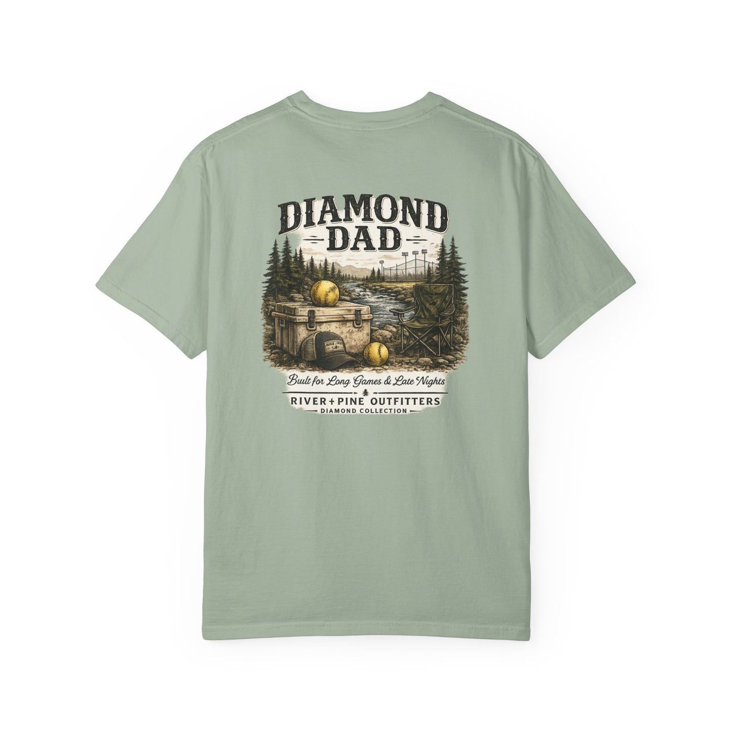 River + Pine Comfort Colors - Diamond Dad - Cooler & Softballs