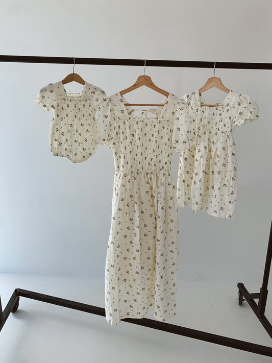 Garden Days | Ivory Floral Muslin Dress