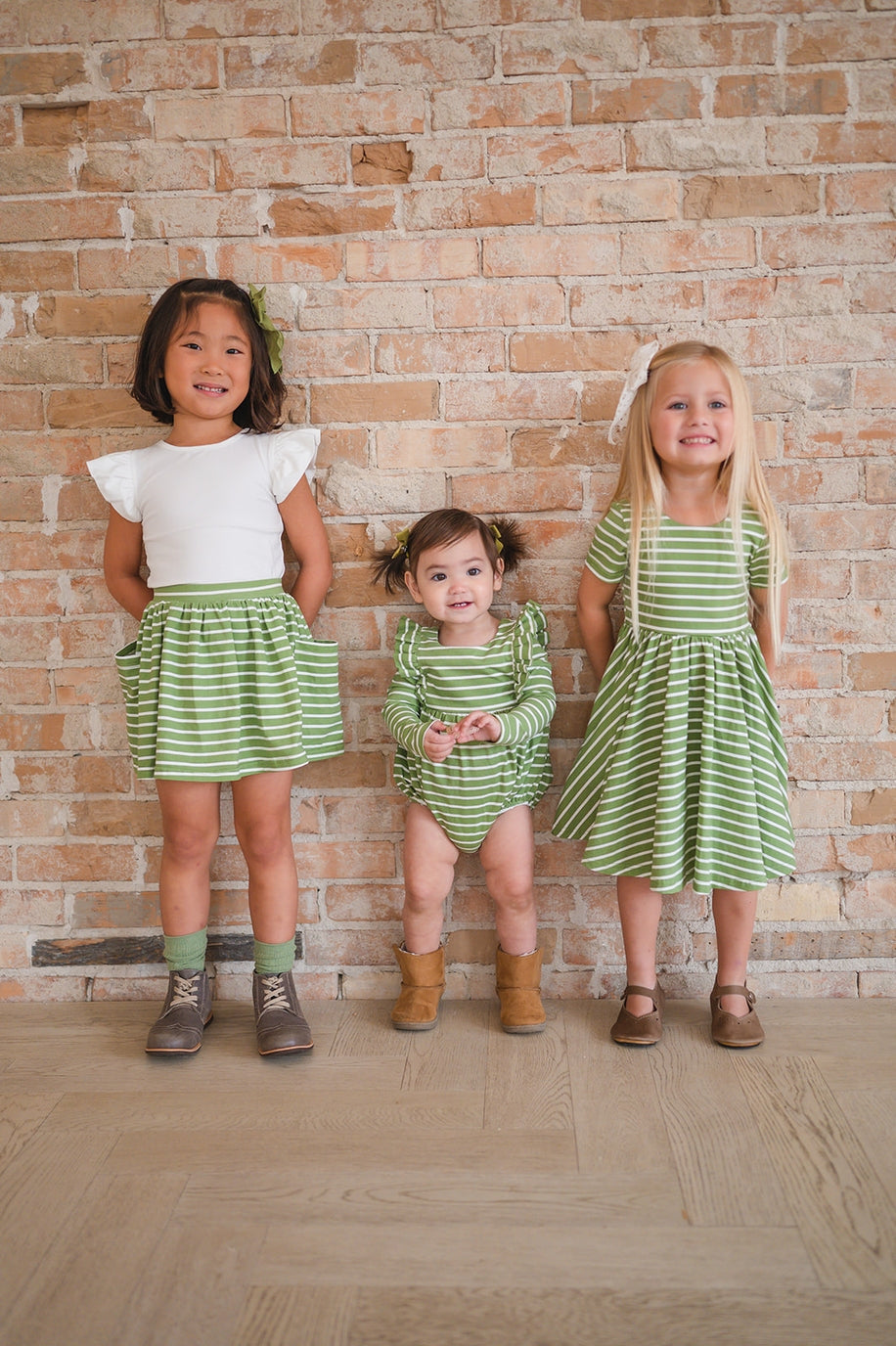 Pocket Skort in Asparagus Stripe