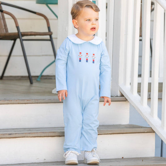 Shrimp and Grits Kids - Boys Collar Romper - Nutcracker