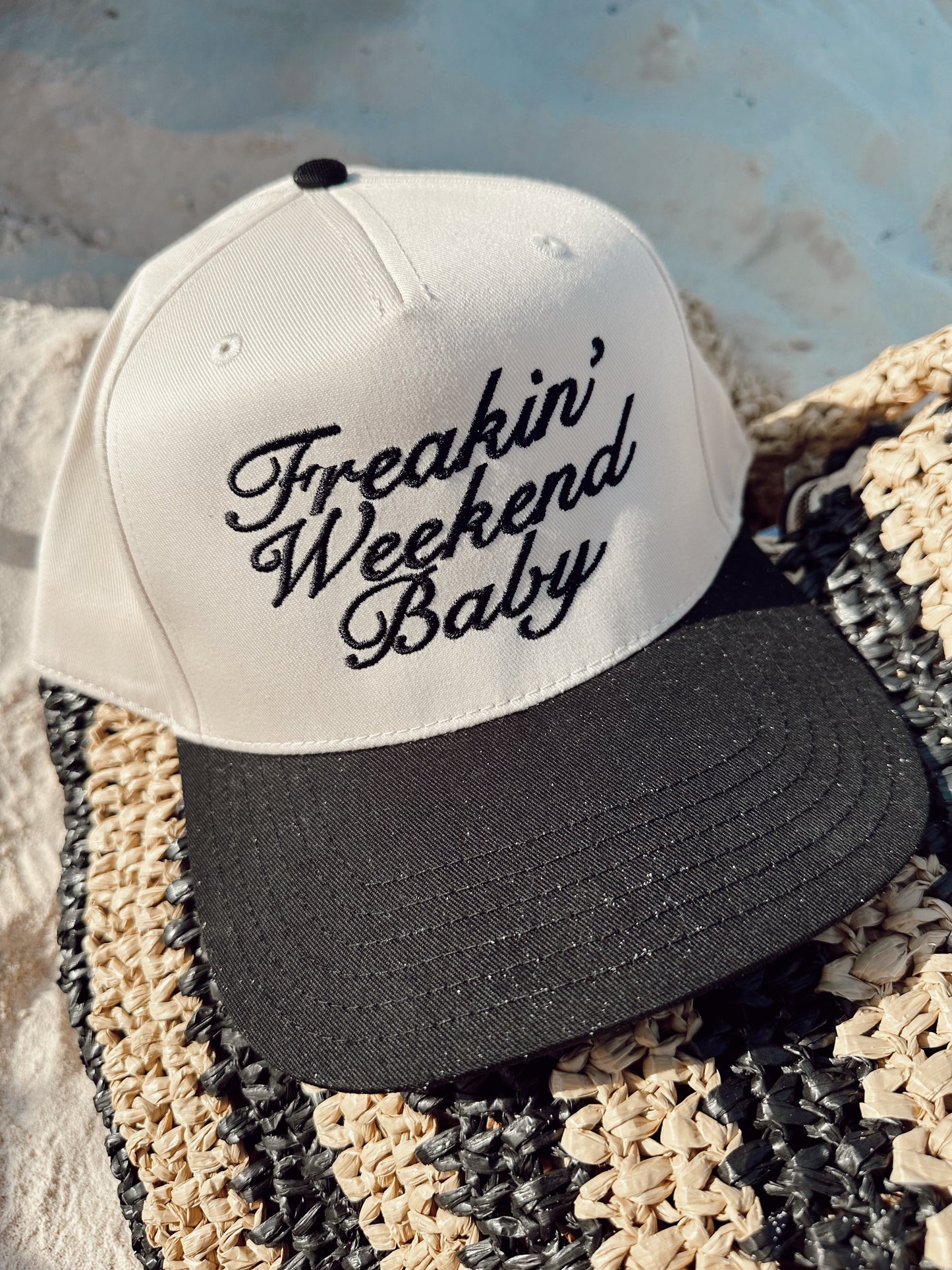 Freakin' Weekend Baby - Black Vintage Trucker Hat - PREORDER