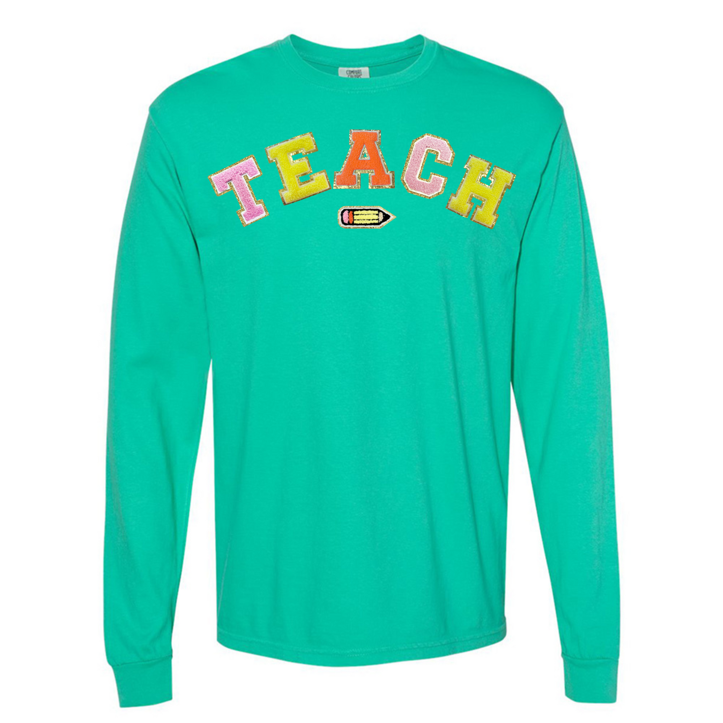 Teach Pencil Letter Patch Long Sleeve T-Shirt