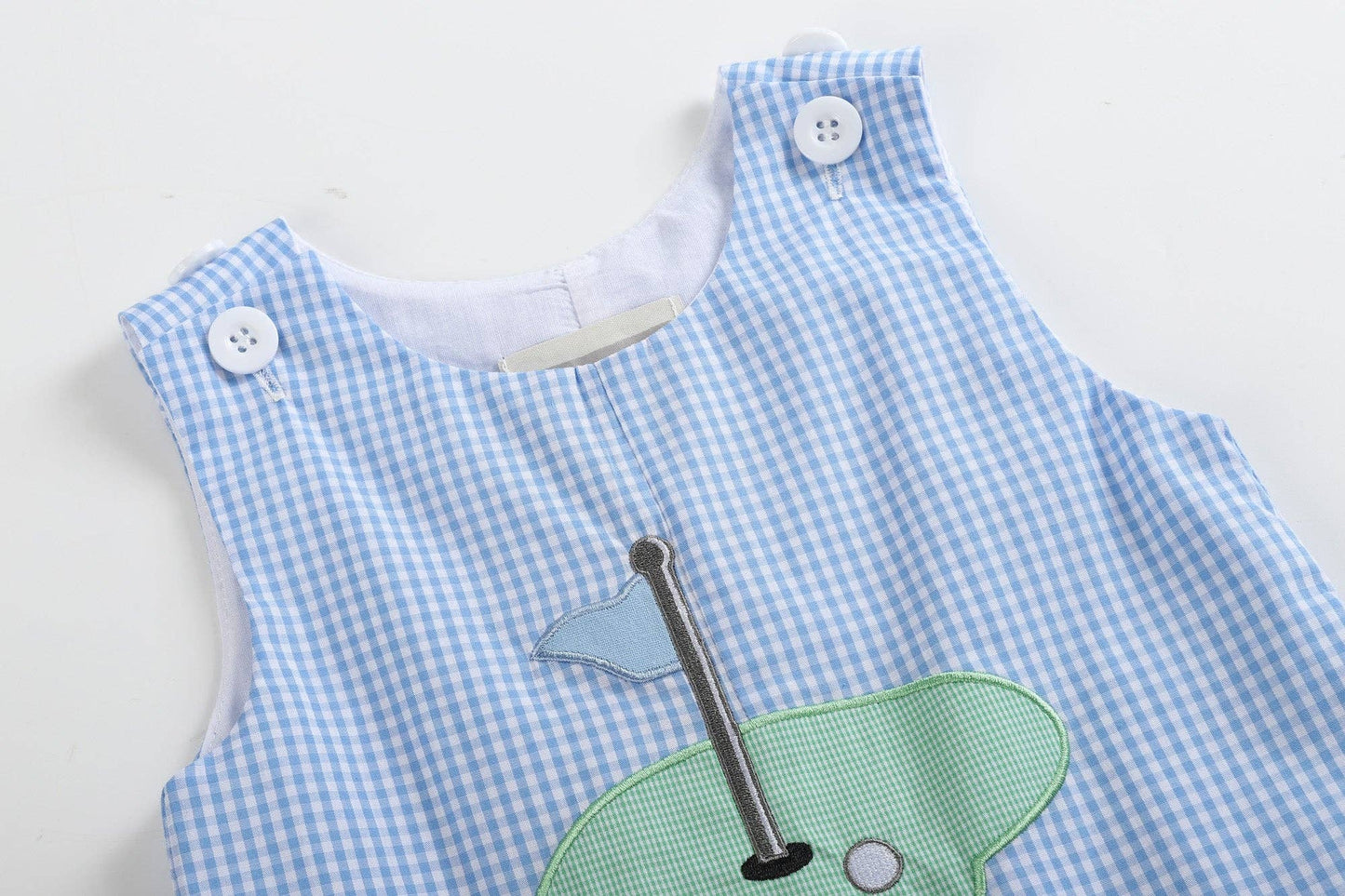 Lil Cactus - Blue Gingham Golf Hole Shortall