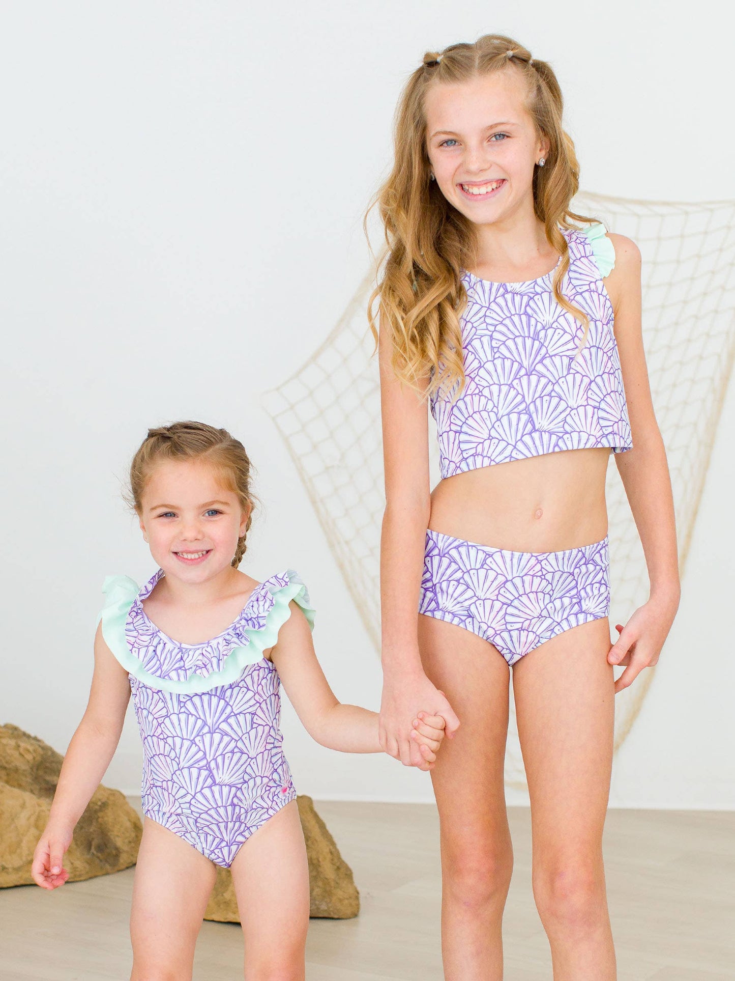 RuffleButts + RuggedButts - Girls Magical Mermaid Racerback Flutter Tankini 2-Piece Swimsuit