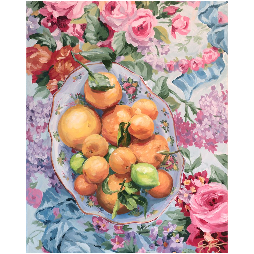 Citrus in Chinoiserie, a fine art print on canvas