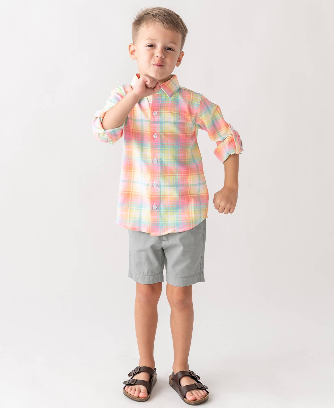 RuffleButts - Harbor Gray Chino Shorts