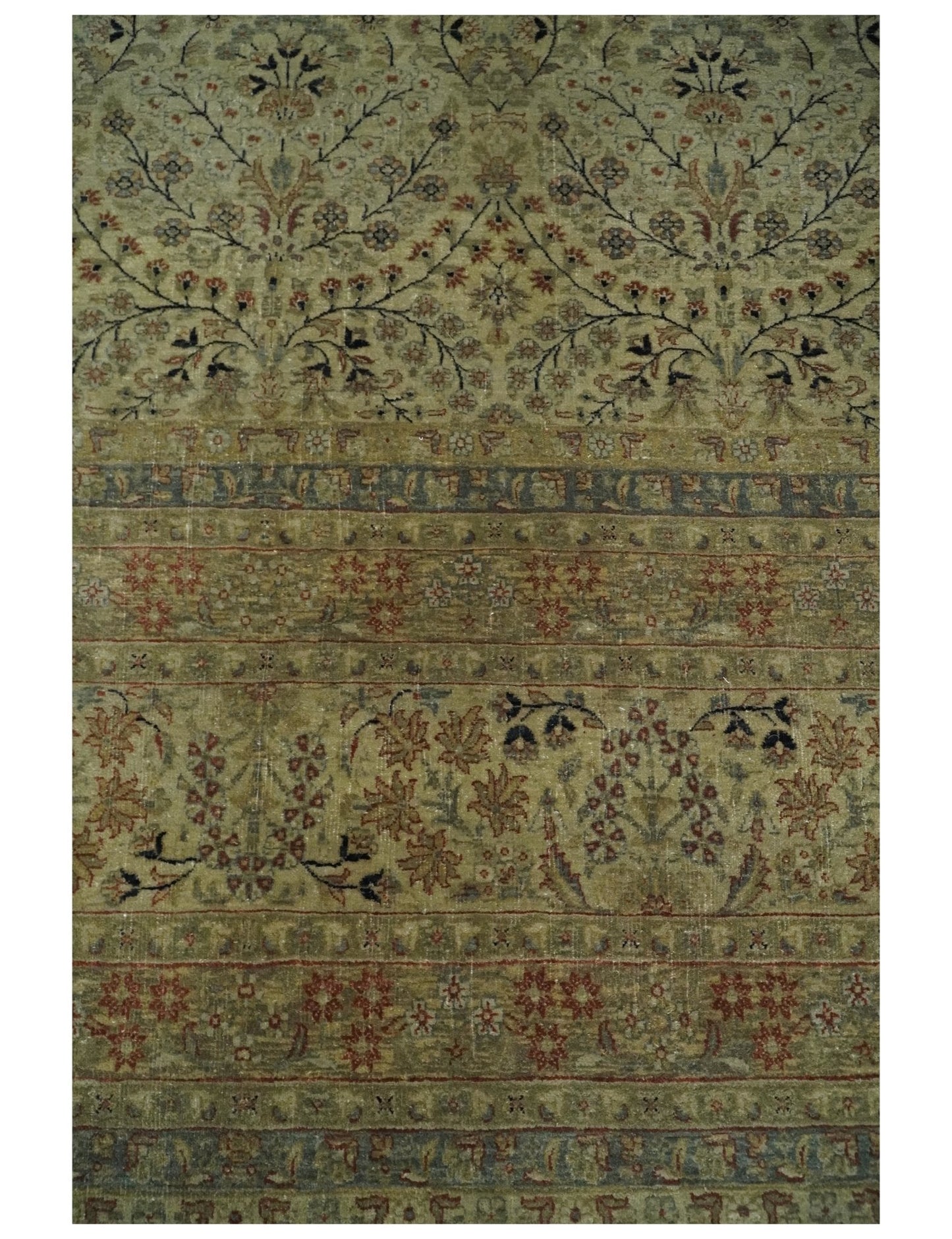 8x10 and 9x12 Vintage Brown Antique Persian Tabriz Fine Hand Knotted Wool Area Rug | TRD421