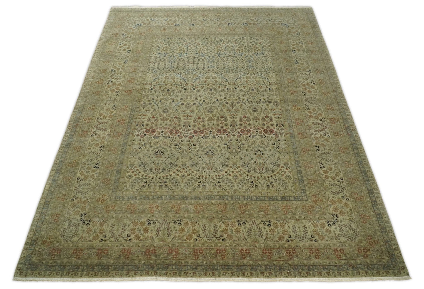 8x10 and 9x12 Vintage Brown Antique Persian Tabriz Fine Hand Knotted Wool Area Rug | TRD421