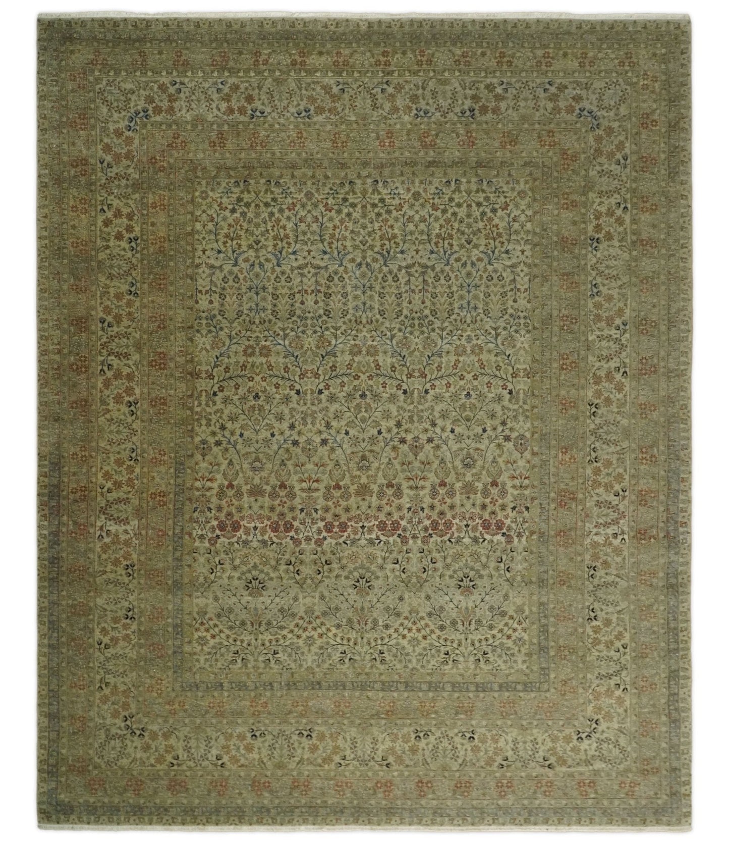 8x10 and 9x12 Vintage Brown Antique Persian Tabriz Fine Hand Knotted Wool Area Rug | TRD421