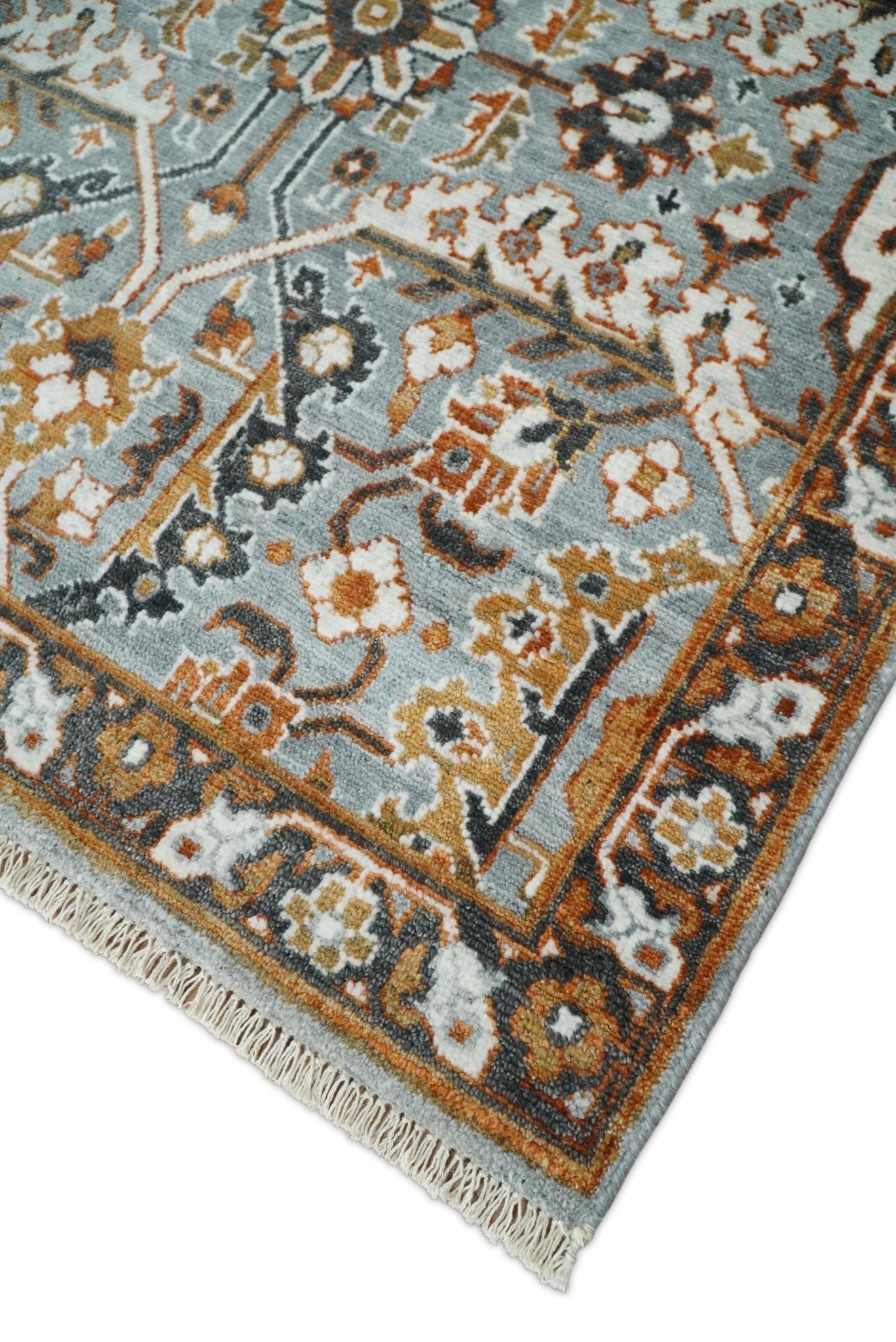 8x10 Blue and Brown Bamboo Silk  Traditional Persian Antique Area Rug | TRDCP200810