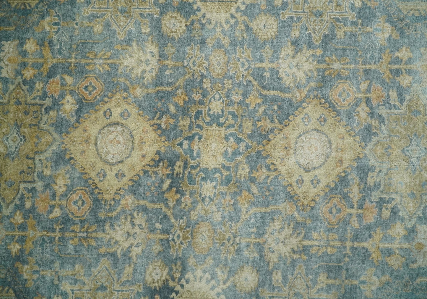 8x10 Fine Hand Knotted Teal and Beige Traditional Vintage Persian Style Mahal Antique Wool Rug | TRDCP496810