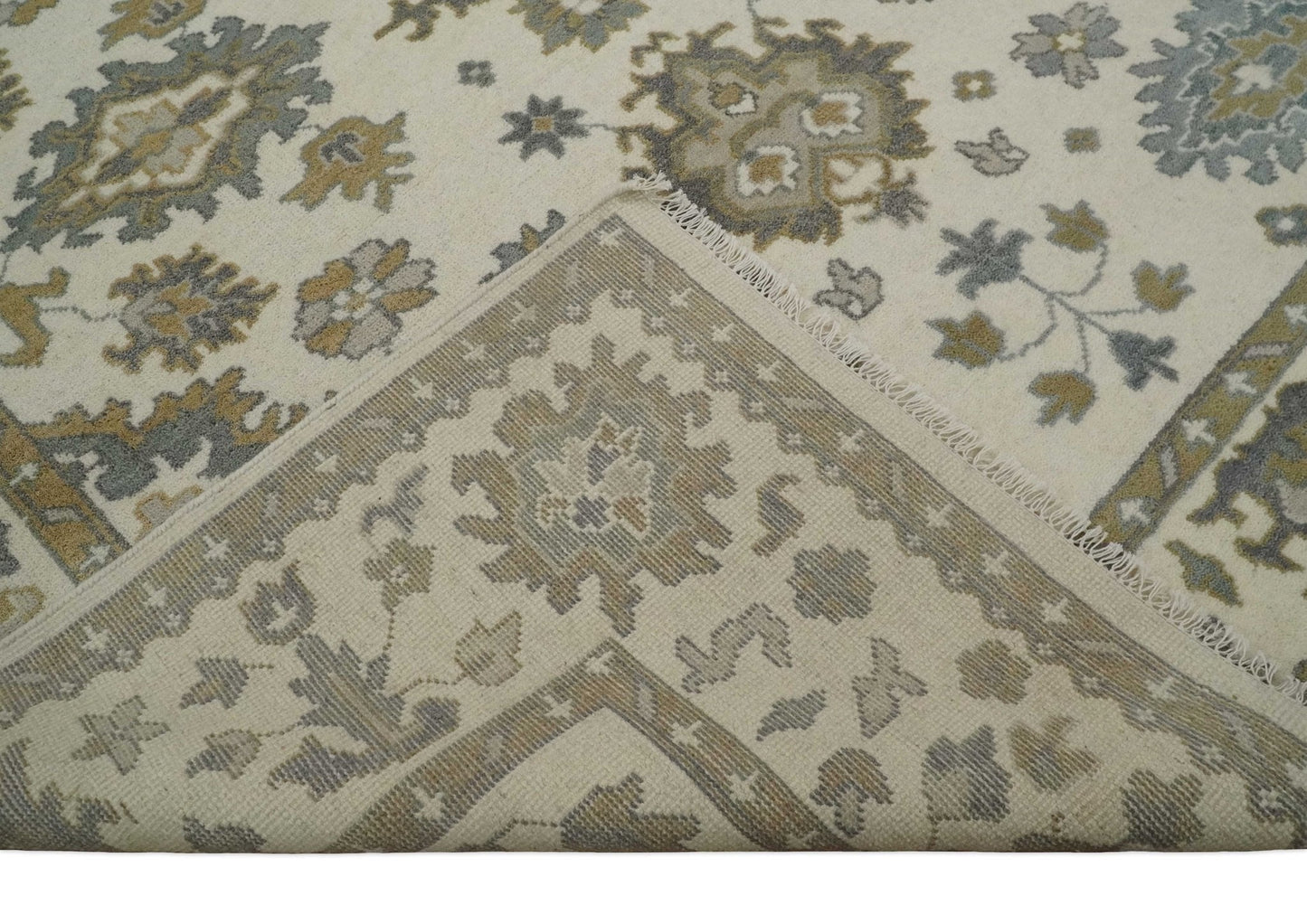 8x10 Hand Knotted Beige, Brown and Silver Traditional Vintage Persian Style Antique Wool Rug | TRDCP722810