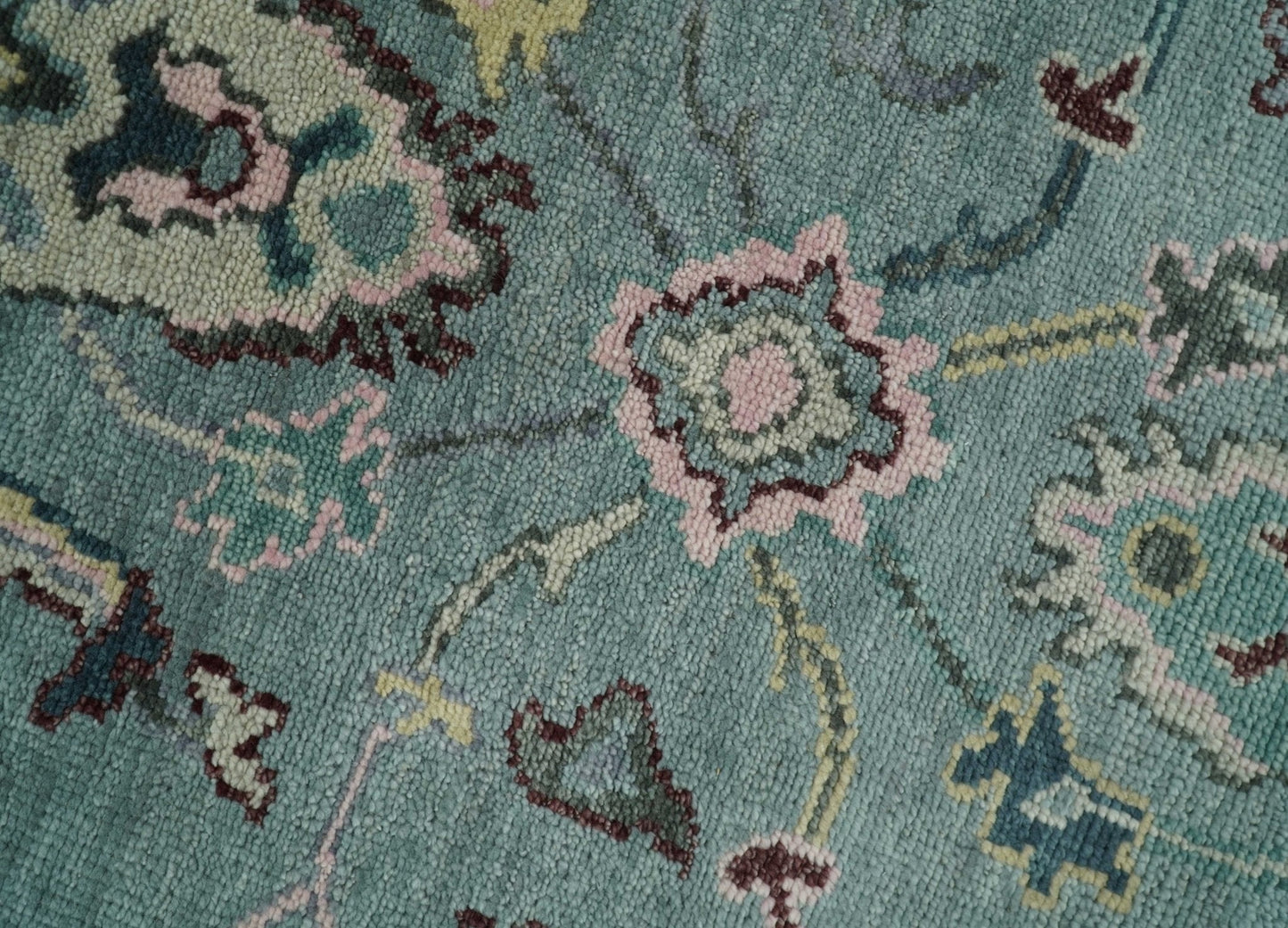 8x10 Hand Knotted Blue Green and Pink Traditional Persian Vintage Wool Rug | TRDCP771810