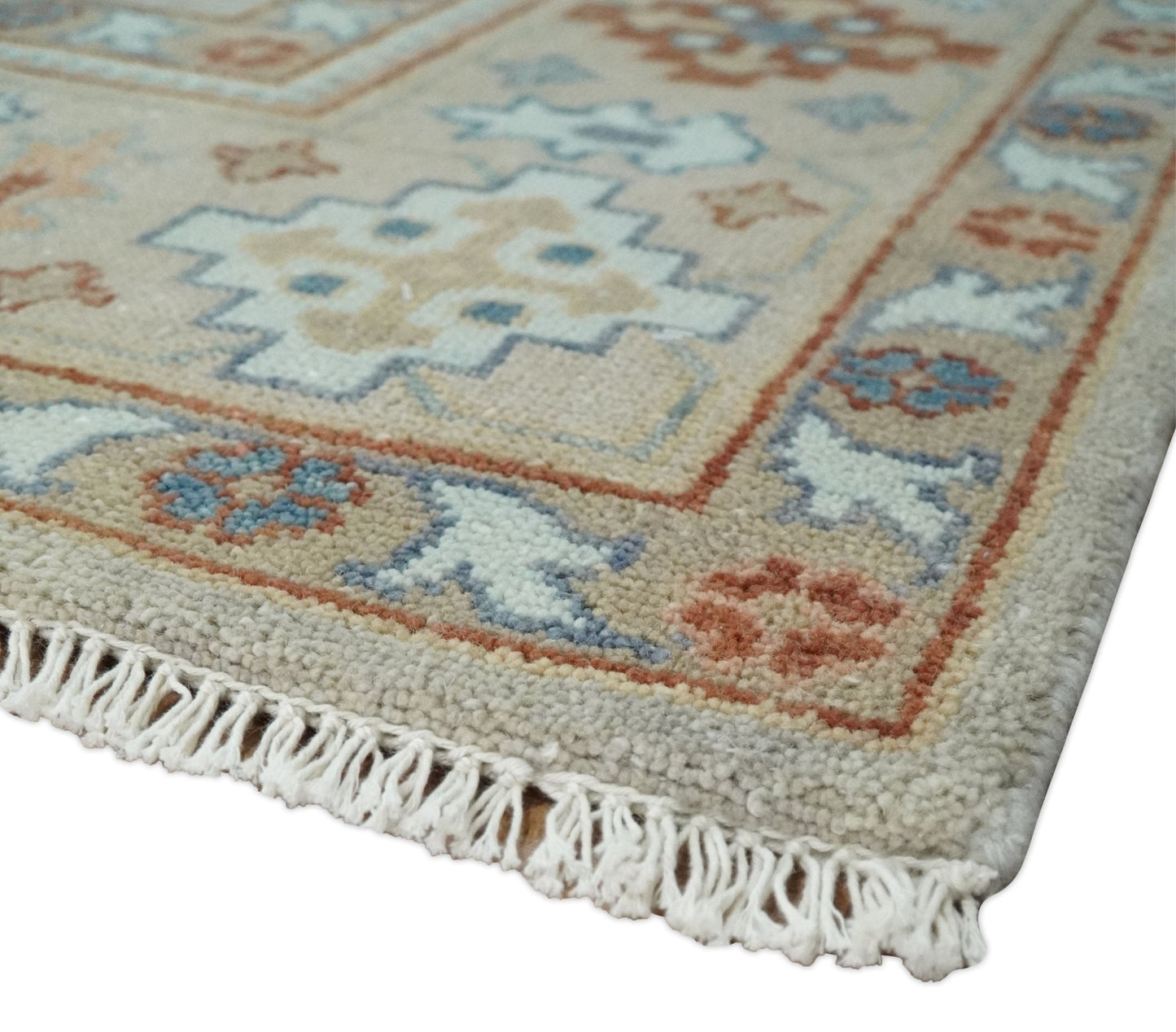 8x10 Hand Knotted Peach, Gray and Camel Traditional Persian Oushak Area Rug | TRDCP836810