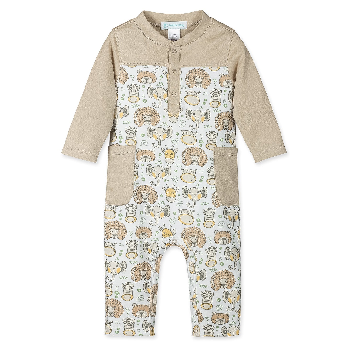 2-Tone Romper - Congo Creatures  100% Pima Cotton