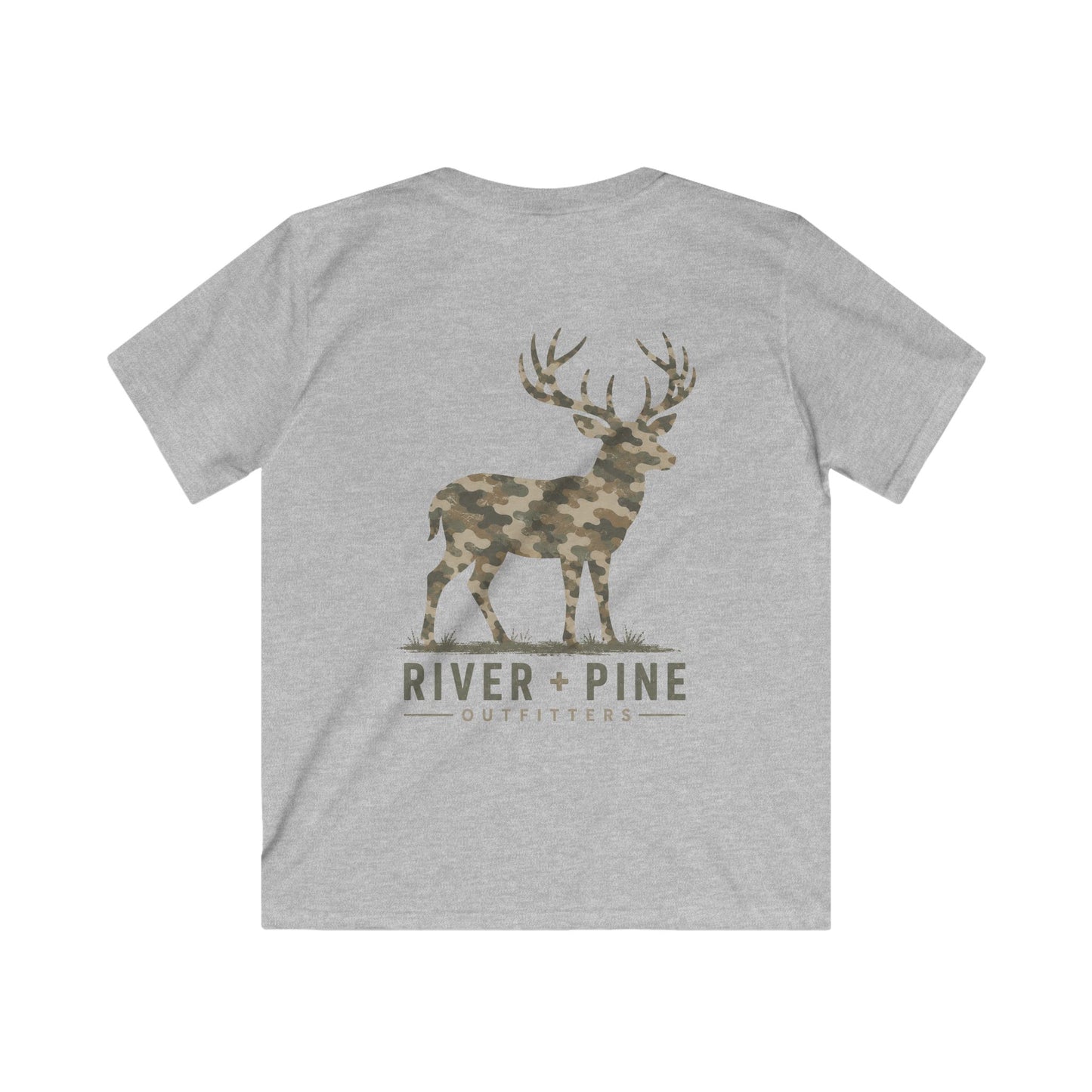 River + Pine Outfitters  — Muted Modern Camo Buck Youth Graphic T-Shirt