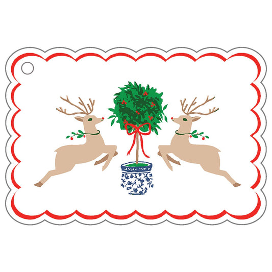 WH Hostess Social Stationery - Reindeer Topiary Die-cut Gift Tags