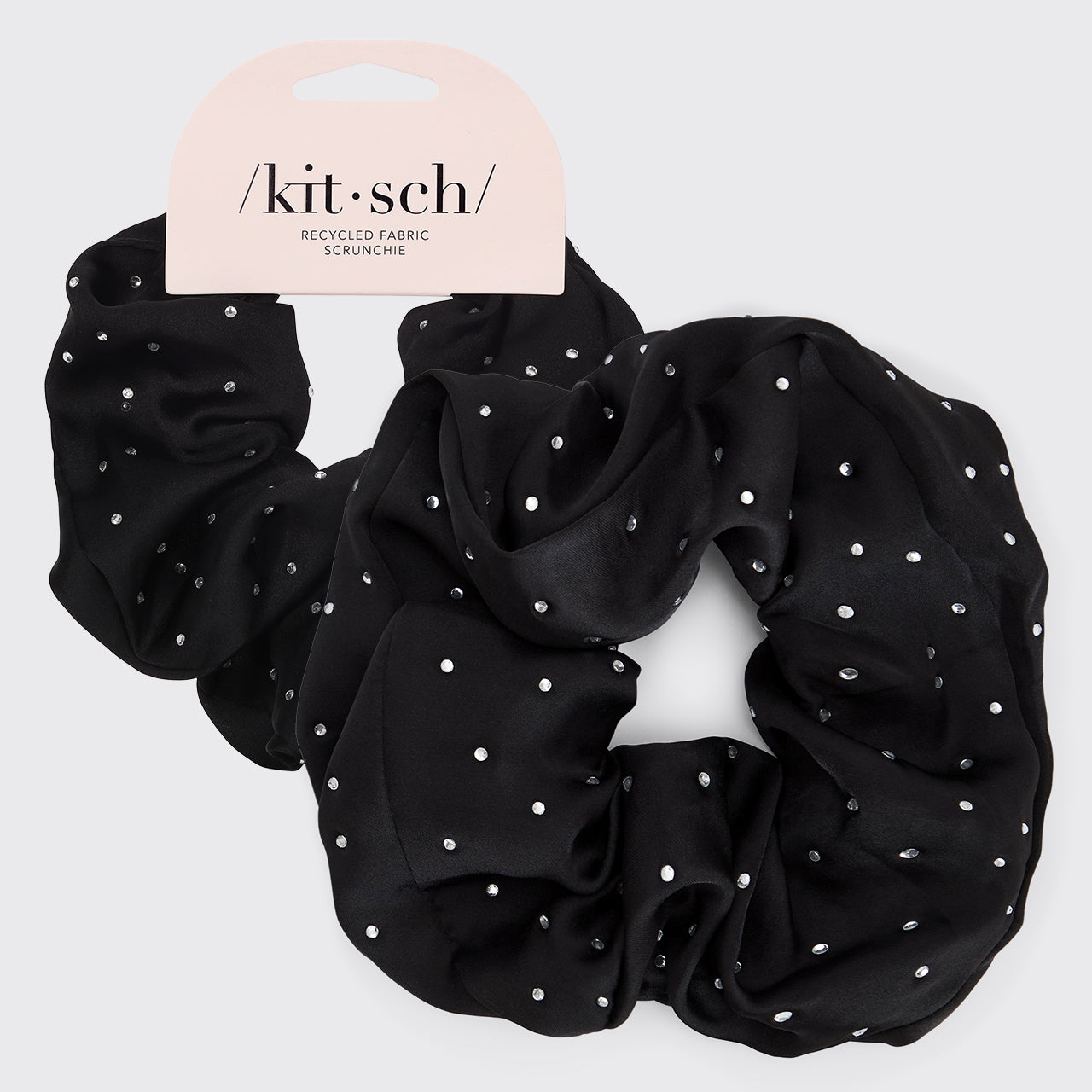 Satin Rhinestone Brunch Scrunchie - Black