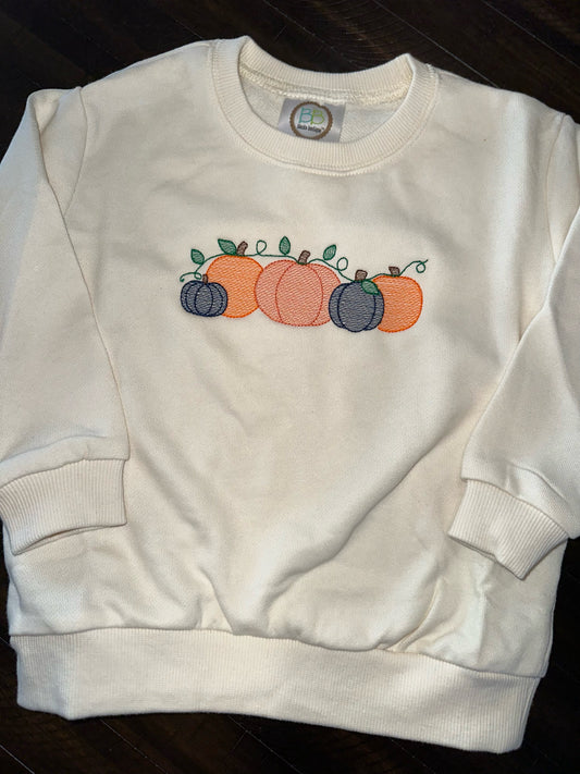 Ivory Navy Pumpkin Vines Crewneck