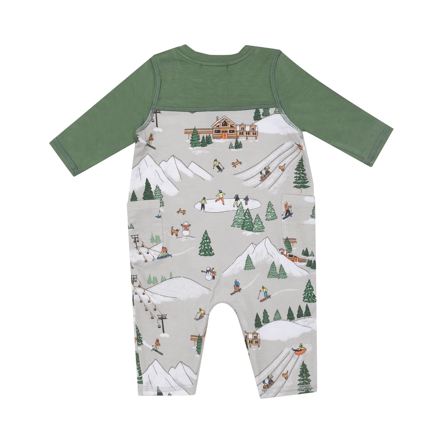 Romper W/ Contrast Sleeve - Winter Fun Skiers