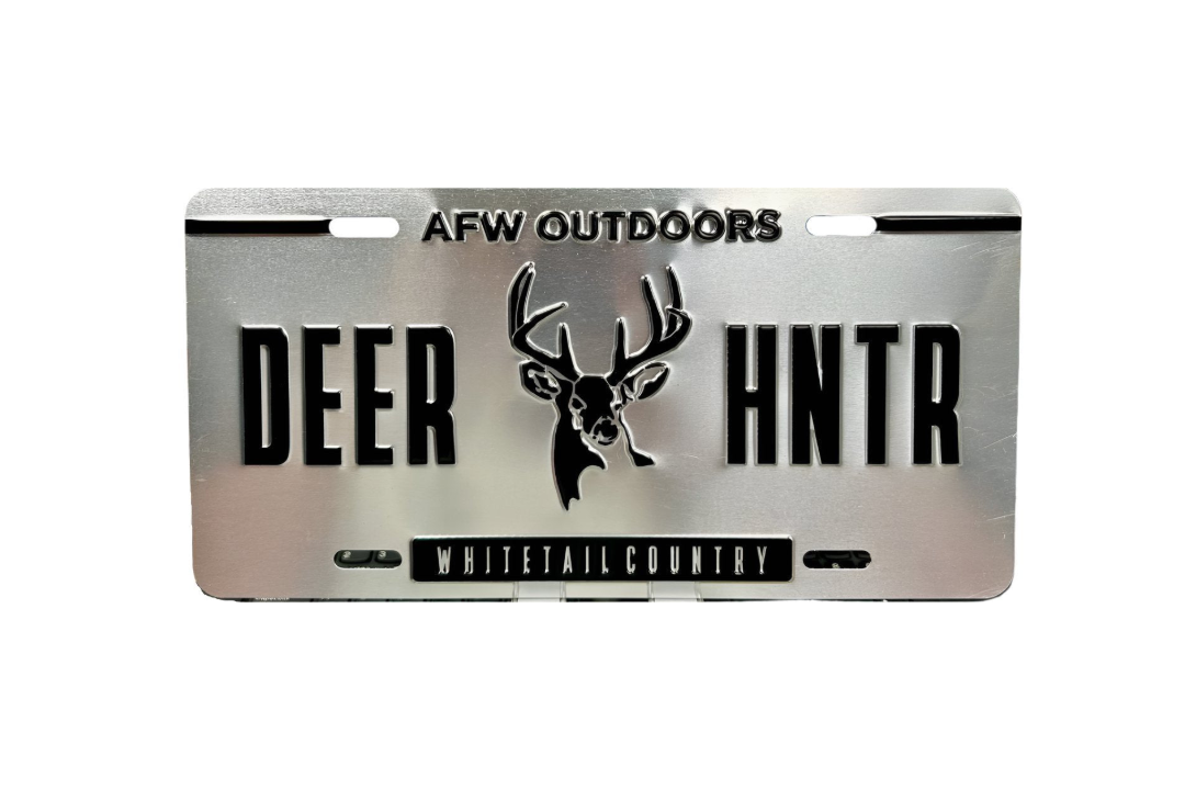 Brushed Aluminum Buck Hunter License Plate