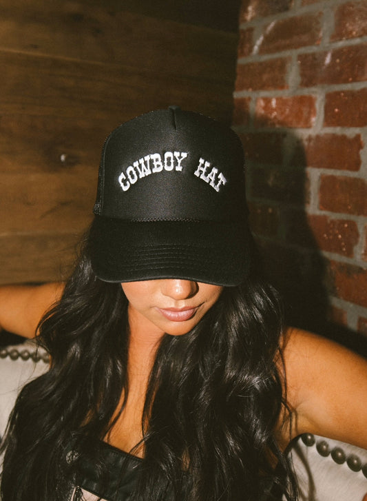 Cowboy Hat Trucker Hat - Black