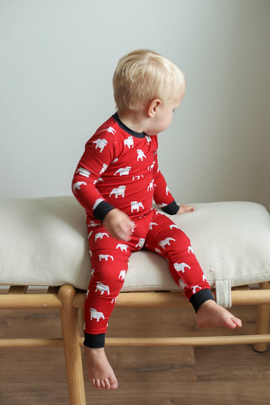 Southern Slumber - Red Bulldog 2 Piece Bamboo Pajama Set - GAME DAY - Football