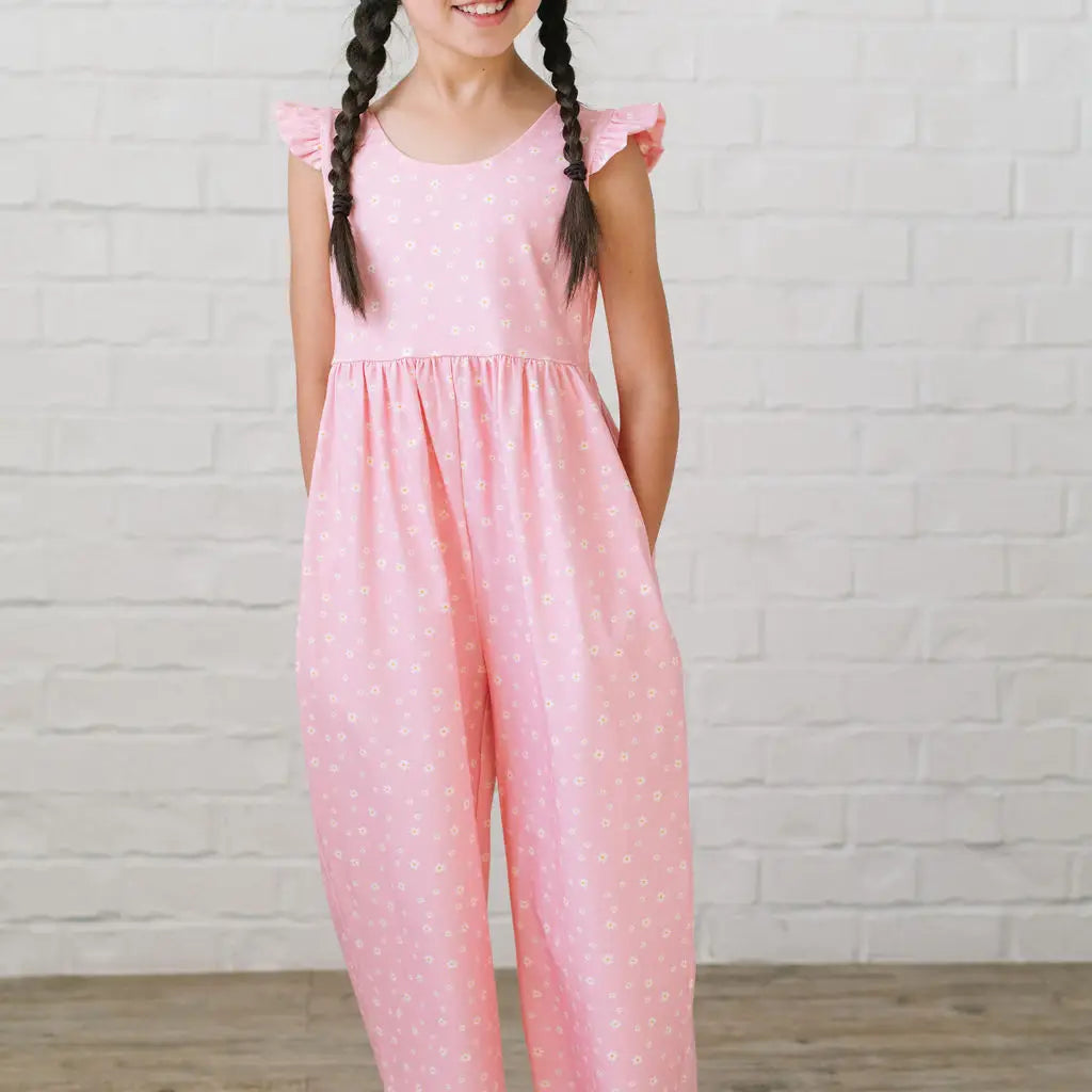 Ruffle Romper in Pink Petals