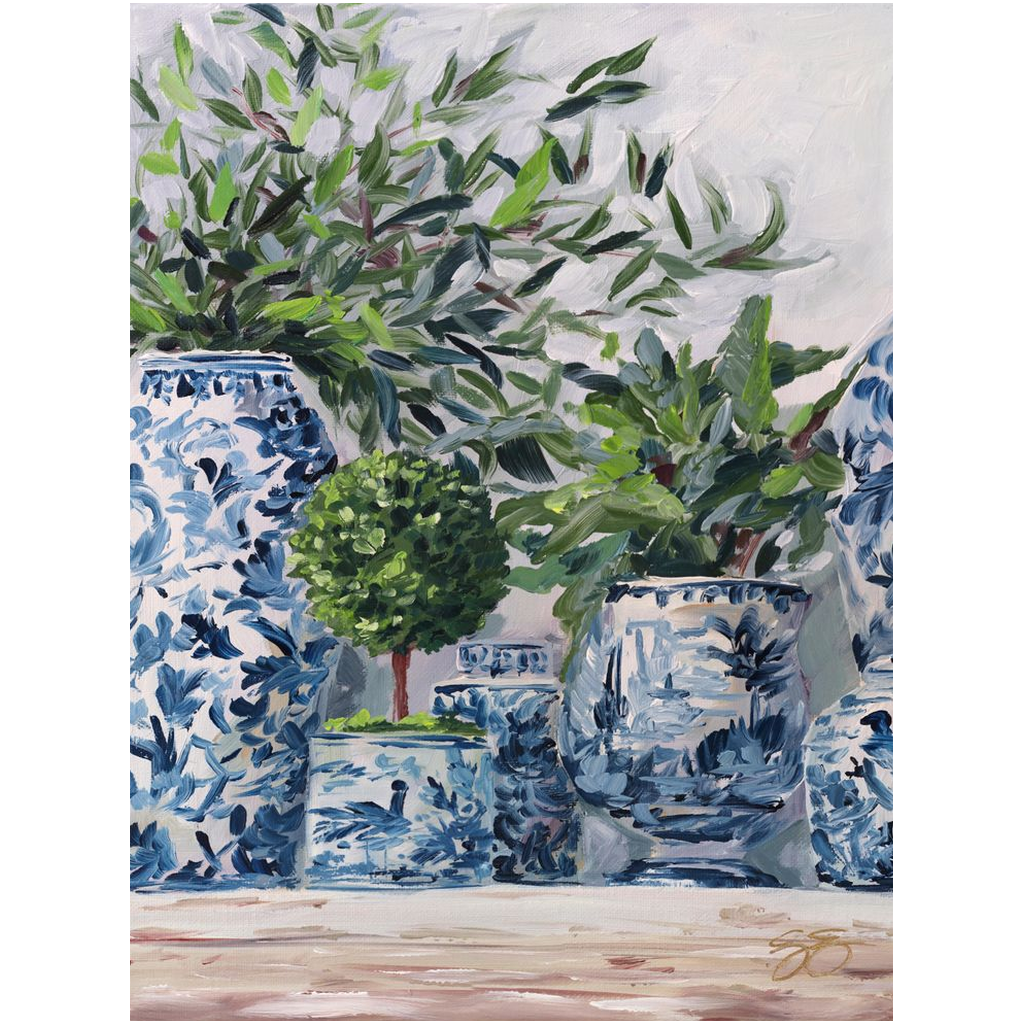 Green and Blue and White, a fine art print on canvas